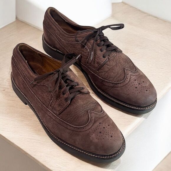 G.H. Bass & Co. Wingtip Oxford Suede Shoes Mens Size 10M - Picture 1 of 16